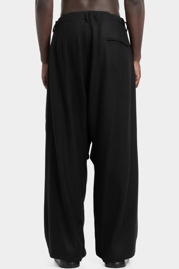 Andrea Ya'aqov | AW25 - Draped wide wool blend pants, 25MSAP48B Black