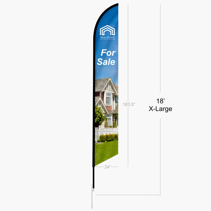 XL - 18 ft. / Single Sided Print Through / None (Pole Not Included - Fabric Only)