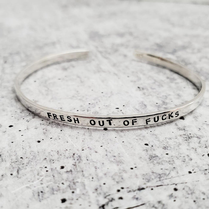 FRESH OUT of FUCKS Skinny Cuff Bracelet Salt and Sparkle