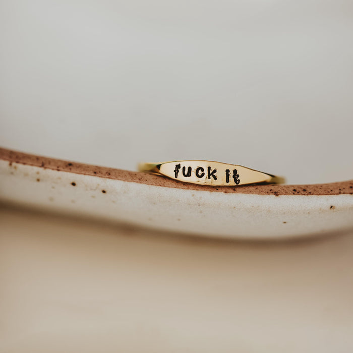 FUCK IT Dainty Gold Ring Salt and Sparkle