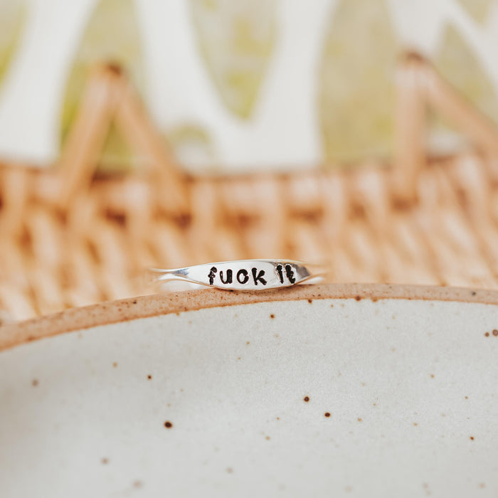 FUCK IT Dainty Gold Ring Salt and Sparkle