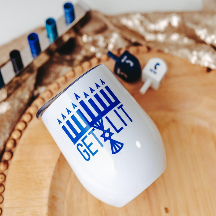Funny Chanukah Wine Tumbler Salt and Sparkle