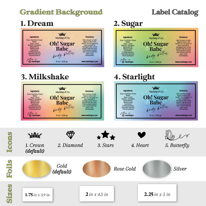 Gradient Gold Foiled Pastel Custom Label - XOXOKristen