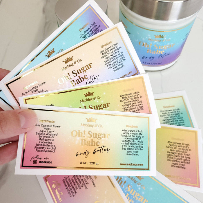 Gradient Gold Foiled Pastel Custom Label - XOXOKristen
