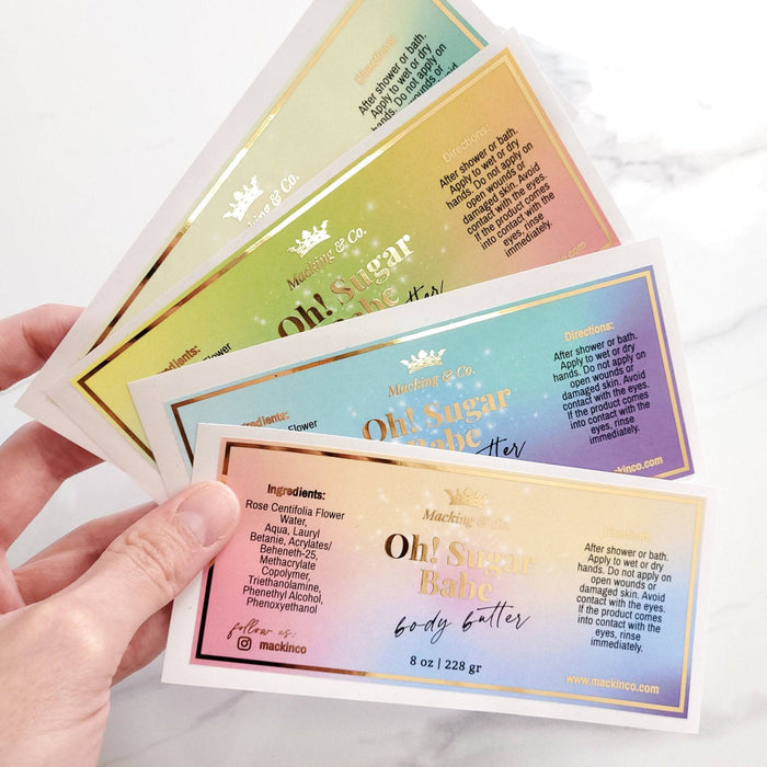 Gradient Gold Foiled Pastel Custom Label - XOXOKristen