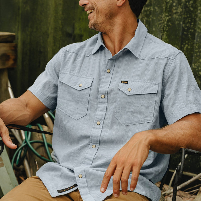 H Bar B Snapshirt - Eyelet Stripe