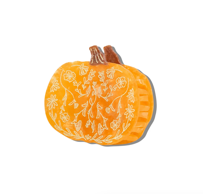 Hand-painted Folklore Pumpkin Claw Hair Clip