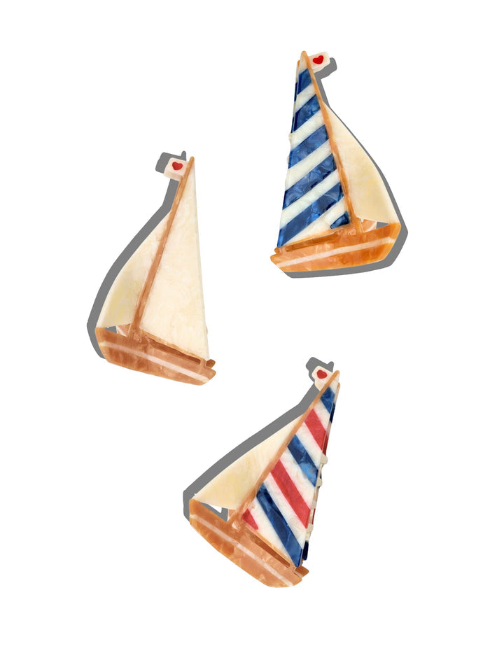 Hand-painted Sailboat Claw Hair Clip | Eco-Friendly
