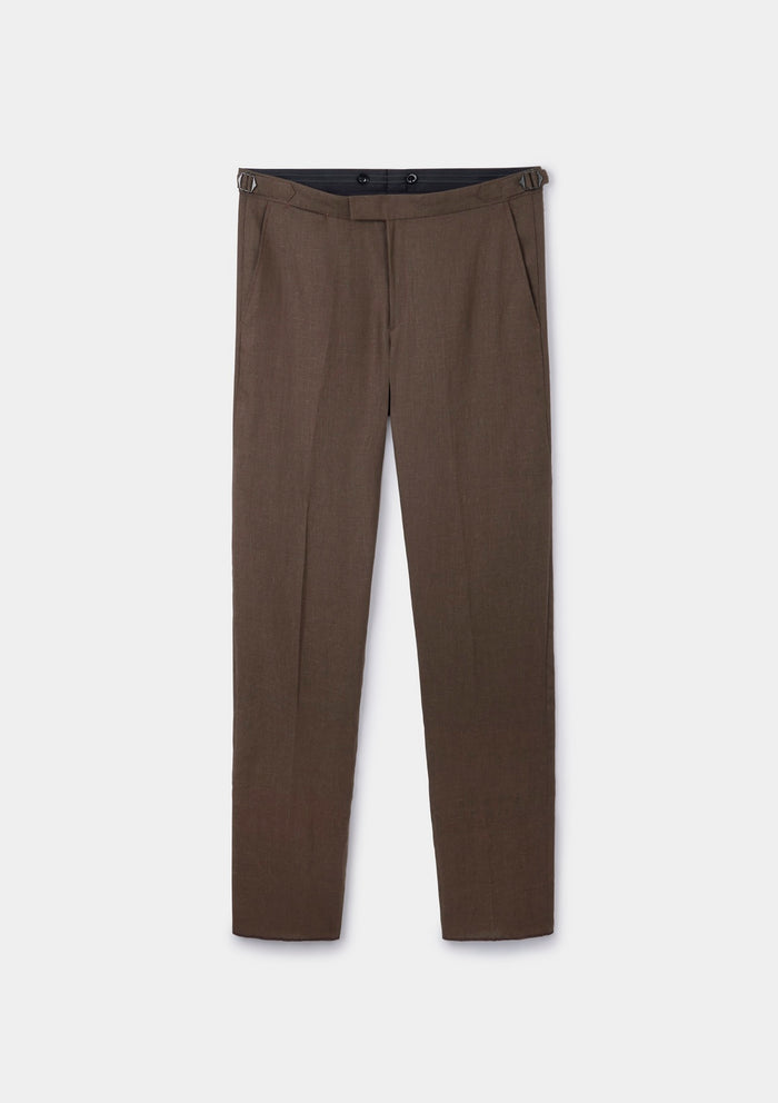 Hickory Brown Linen Formal Trousers, Formal Trousers - SIRPLUS