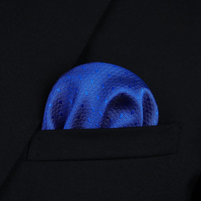 Houndstooth Bow Tie & Pocket Square - 02-ROYAL BLUE