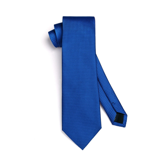 Men's Plaid Tie Handkerchief Set -  A-16 ROYAL BLUE
