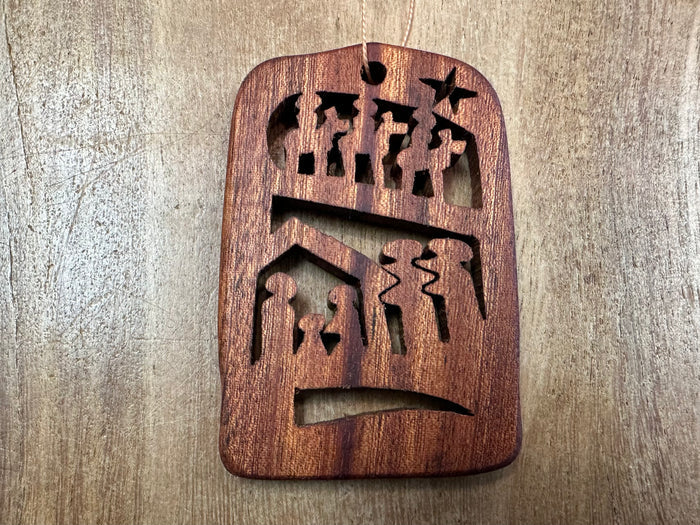 Wooden nativity ornament Kenya
