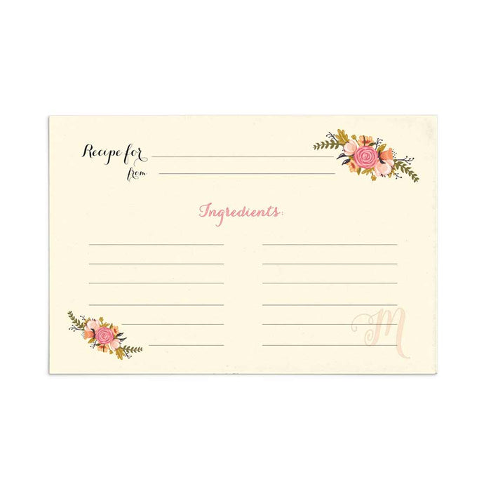 Ivory Floral Recipe Cards with Monogram - XOXOKristen
