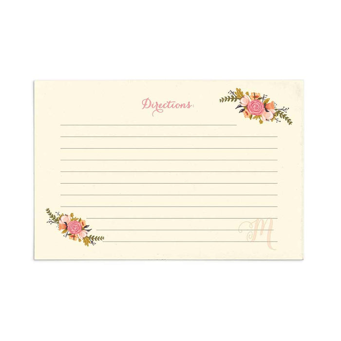Ivory Floral Recipe Cards with Monogram - XOXOKristen