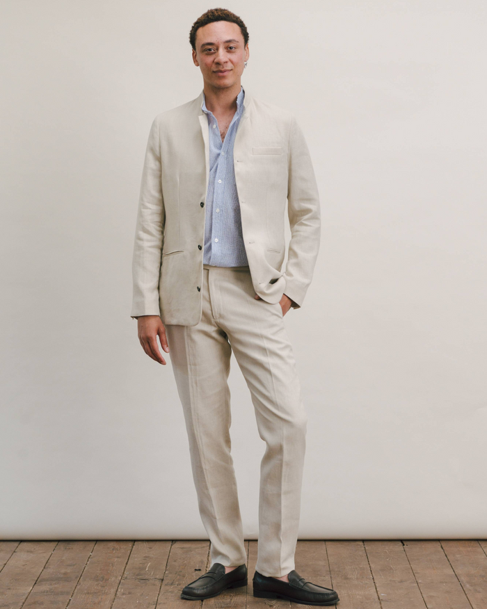 Ivory Linen Formal Trousers