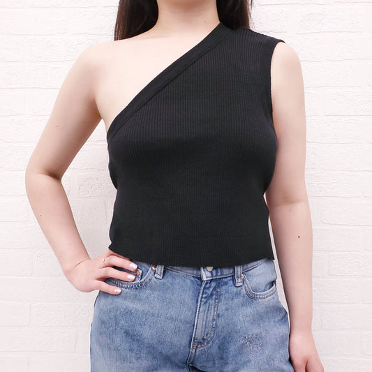 JACQUEMUS BLACK RIBBED OPEN BACK TANK TOP - SIZE 40