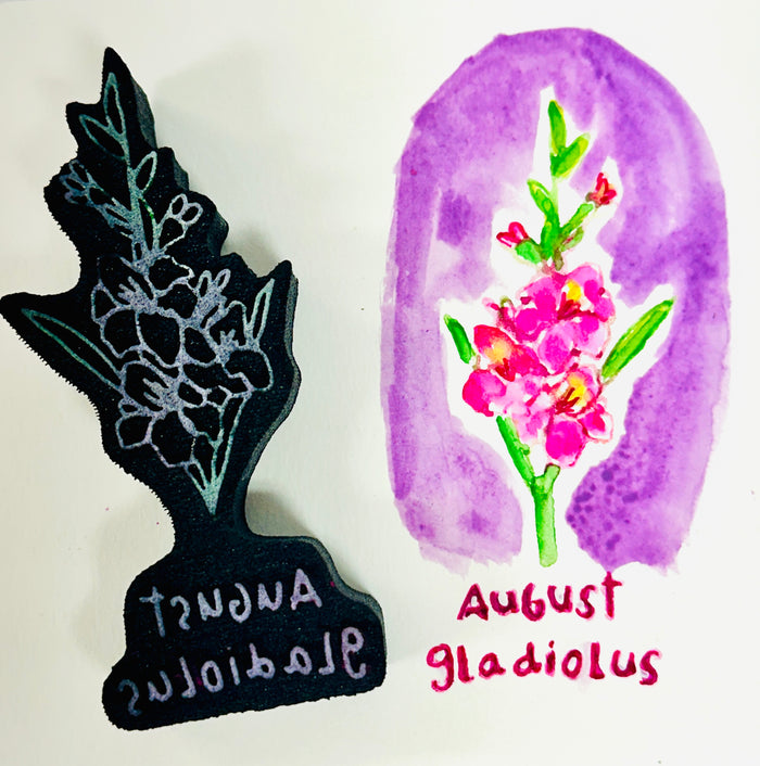 Kae Pea | Gladiolus | Foam Stamp (Aug 26)