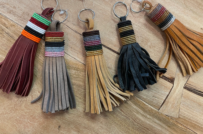 Keyholder - leather bead tassel