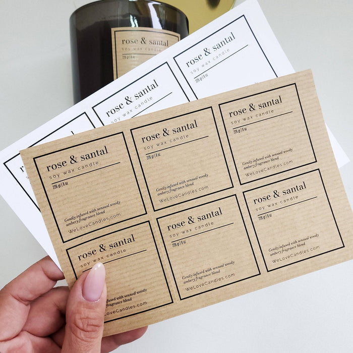 Kraft Candle Stickers with Elegant Frame - XOXOKristen
