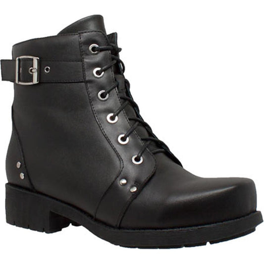 Ladies 6" Zippered Boot Bk: Description
This 6 inch black biker boot, built for comfort, durability, and traction control sol