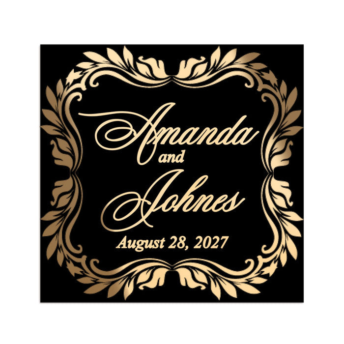 Luxurious Velvet Wedding Favor Stickers with Gold Foil