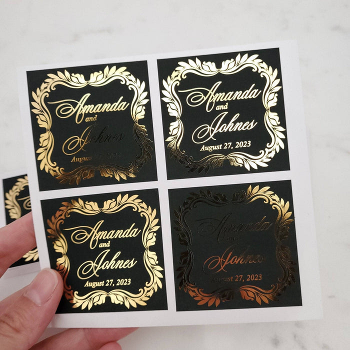 Luxurious Velvet Wedding Favor Stickers with Gold Foil - XOXOKristen