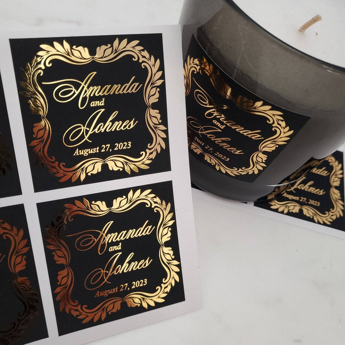 Luxurious Velvet Wedding Favor Stickers with Gold Foil - XOXOKristen