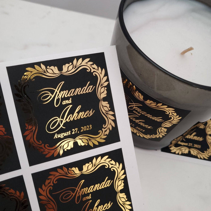 Luxurious Velvet Wedding Favor Stickers with Gold Foil - XOXOKristen