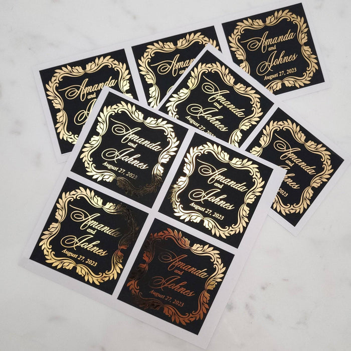 Luxurious Velvet Wedding Favor Stickers with Gold Foil - XOXOKristen