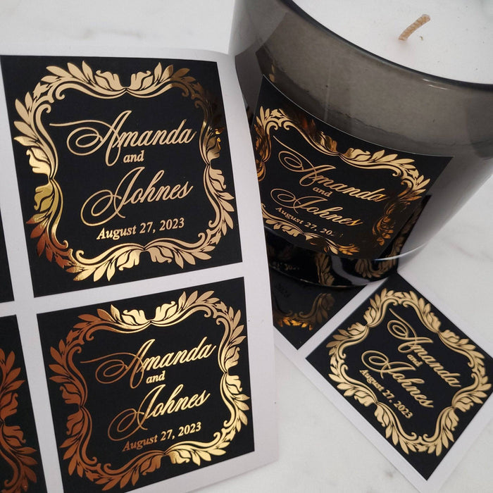 Luxurious Velvet Wedding Favor Stickers with Gold Foil - XOXOKristen