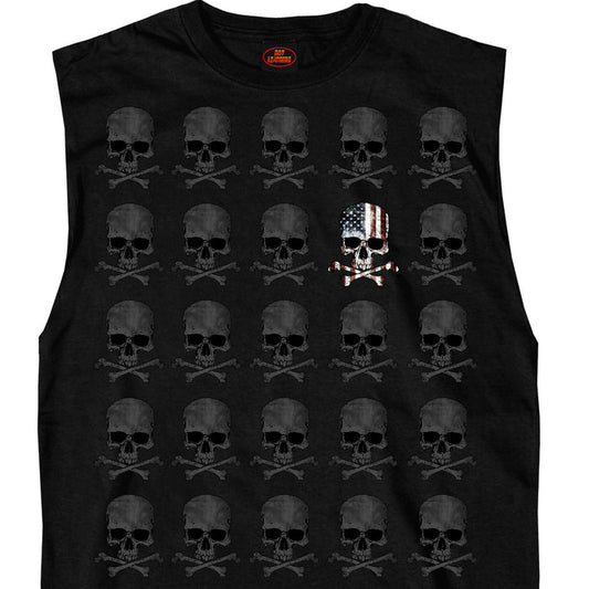 Men's Flag Skull Tank Top: Features:• 100% heavyweight cotton shirt• Screen printed on Front side only• Proudly printed in th