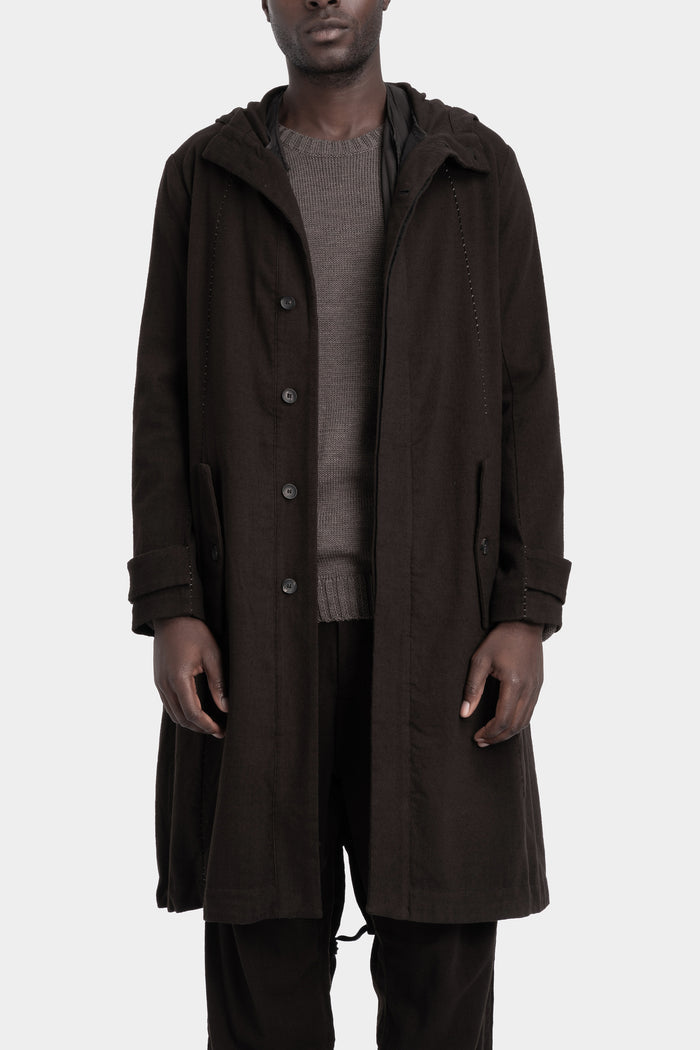 Masnada | AW25 - Modular wool flannel parka, Brown M3560