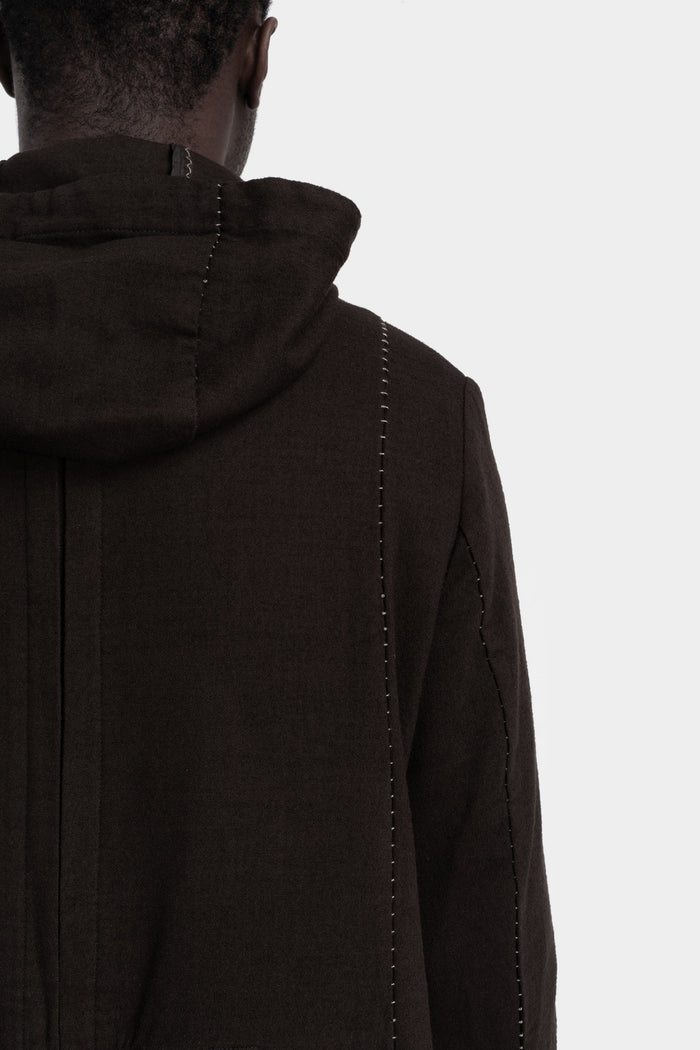 Masnada | AW25 - Modular wool flannel parka, Brown M3560
