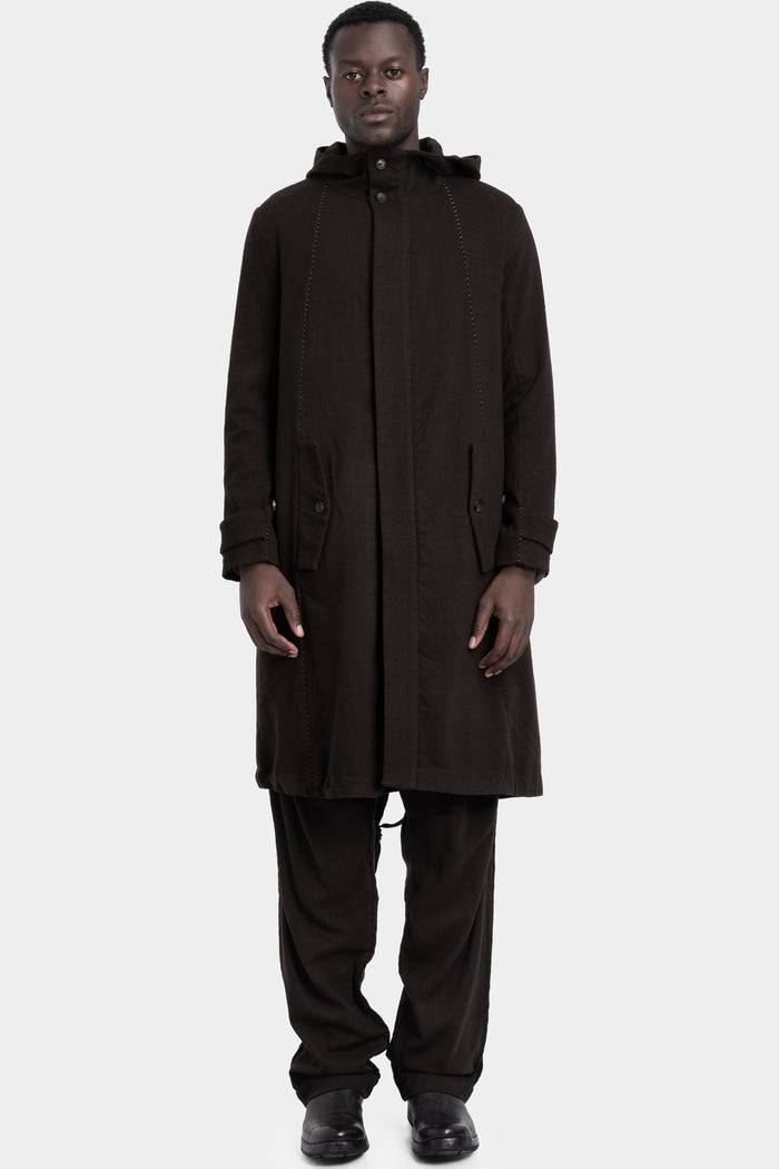 Masnada | AW25 - Modular wool flannel parka, Brown M3560