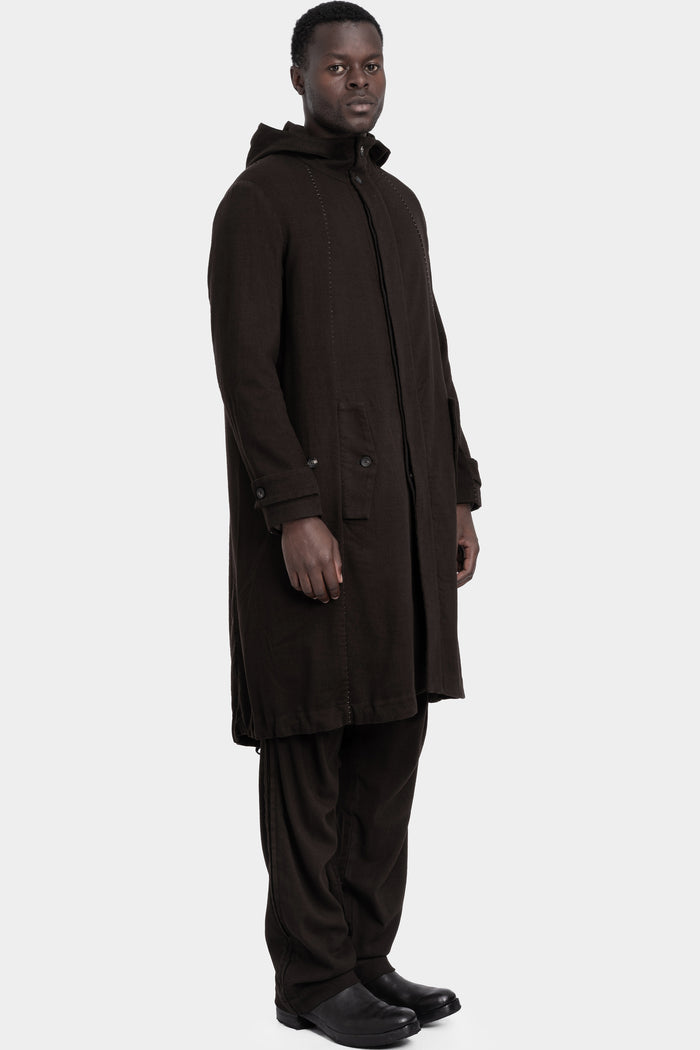 Masnada | AW25 - Modular wool flannel parka, Brown M3560