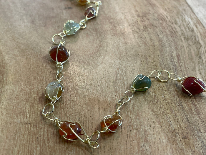Necklace - stone & metal work long