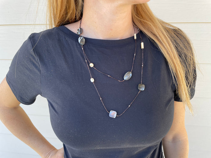 Necklace Long - Shells & Silver