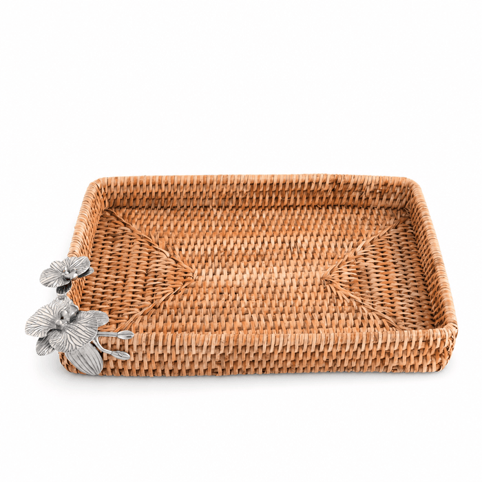Orchid Catchall Tray Hand Woven Wicker Rattan 6