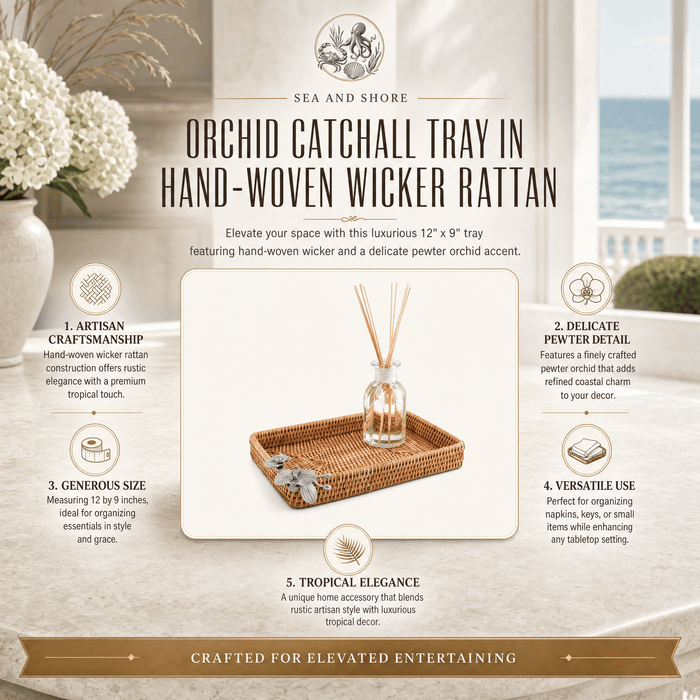 Orchid Catchall Tray Hand Woven Wicker Rattan 7