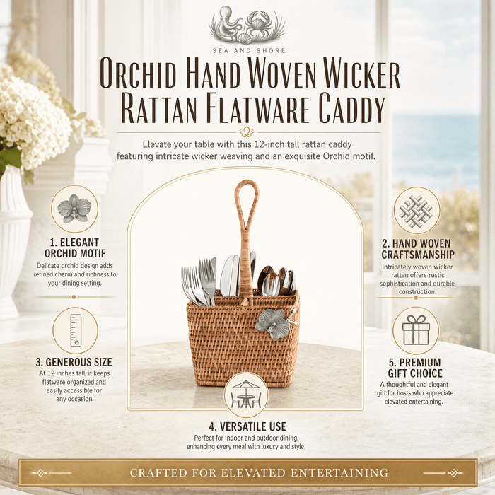 Orchid Hand Woven Wicker Rattan Flatware Caddy 7