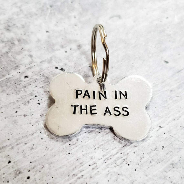 PAIN IN THE ASS Bone-Shaped Pet Tag Salt and Sparkle