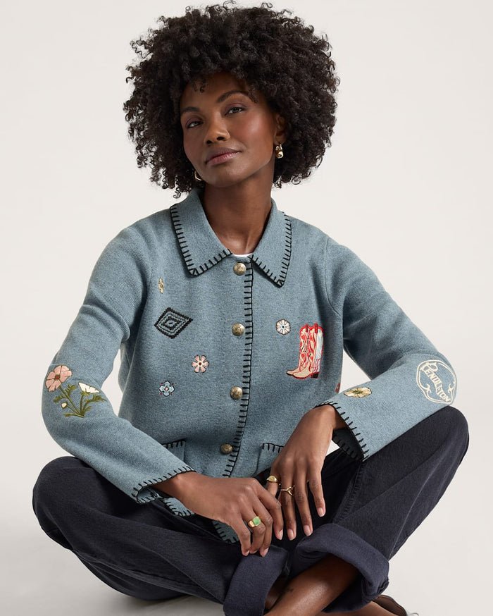 Pendleton Souvenir Cardigan in Denim Heather