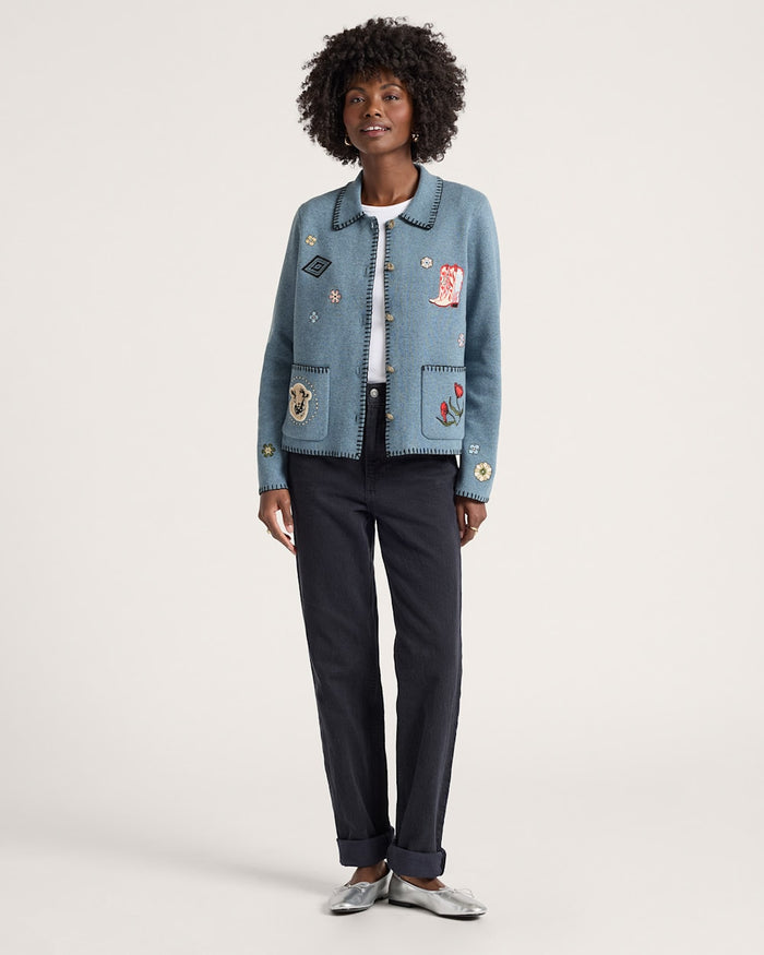 Pendleton Souvenir Cardigan in Denim Heather