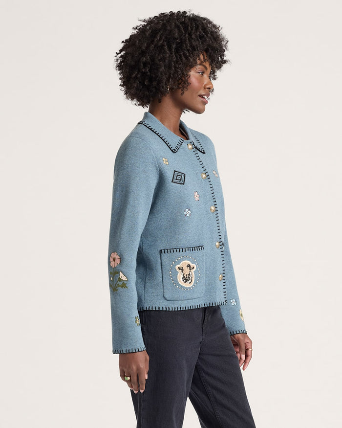 Pendleton Souvenir Cardigan in Denim Heather