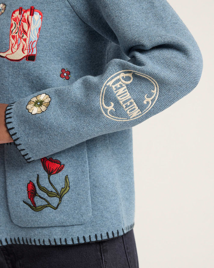 Pendleton Souvenir Cardigan in Denim Heather