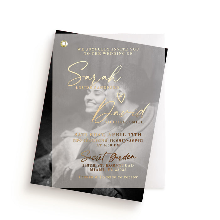 Gold Foil Photo Overlay Wedding Invitation - XOXOKristen