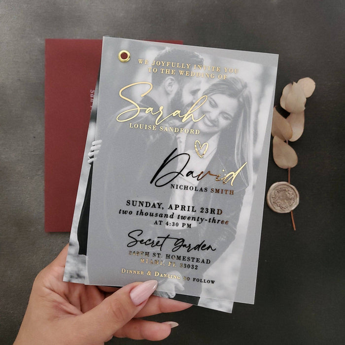 Gold Foil Photo Overlay Wedding Invitation - XOXOKristen