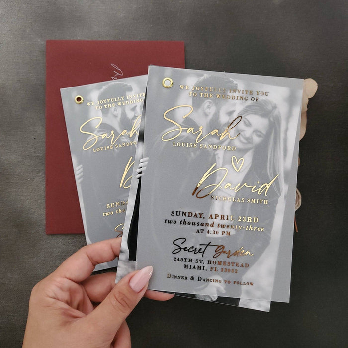Gold Foil Photo Overlay Wedding Invitation - XOXOKristen
