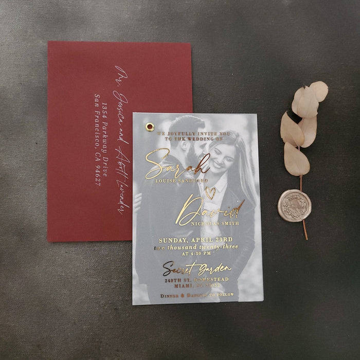 Gold Foil Photo Overlay Wedding Invitation - XOXOKristen