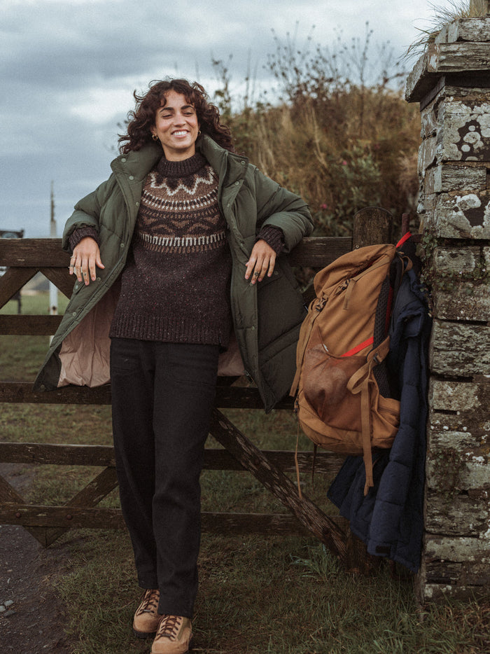 Porth Faire-Isle Yoke Jumper in Burnt Umber/Caramel